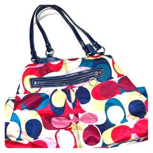 Coach multicolor satin handbag